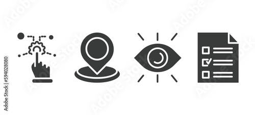 set of artificial intellegence filled icons. artificial intellegence glyph icons included control, geolocation, view, survey vector.