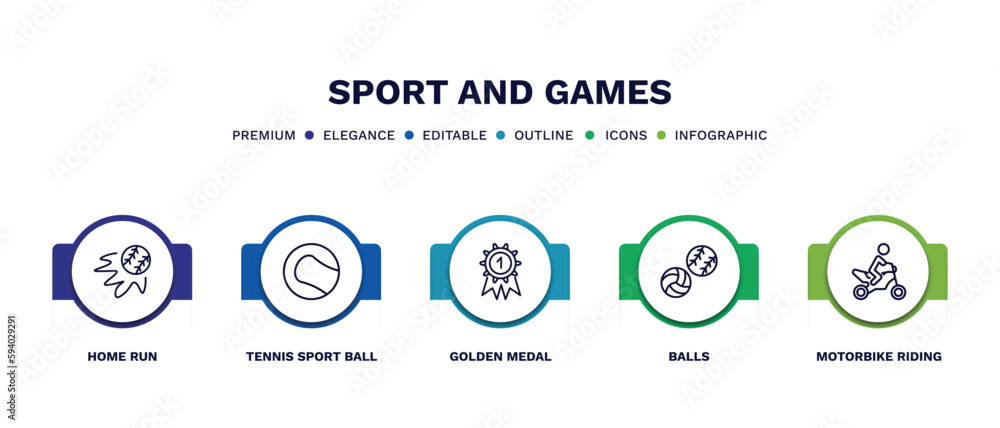 set of sport and games thin line icons. sport and games outline icons with infographic template. linear icons such as home run, tennis sport ball, golden medal, balls, motorbike riding vector. set of sport and games thin line icons. sport and games outline icons with infographic template. linear icons such as home run, tennis sport ball, golden medal, balls, motorbike riding vector.