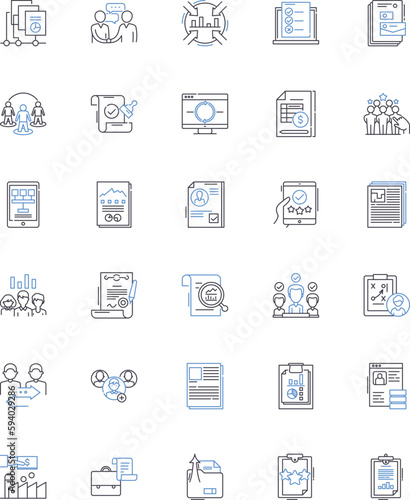 Investigation line icons collection. Crime, Detective, Evidence, Clue, Surveillance, Interrogation, Suspect vector and linear illustration. Forensic,Analysis,Witness outline signs set