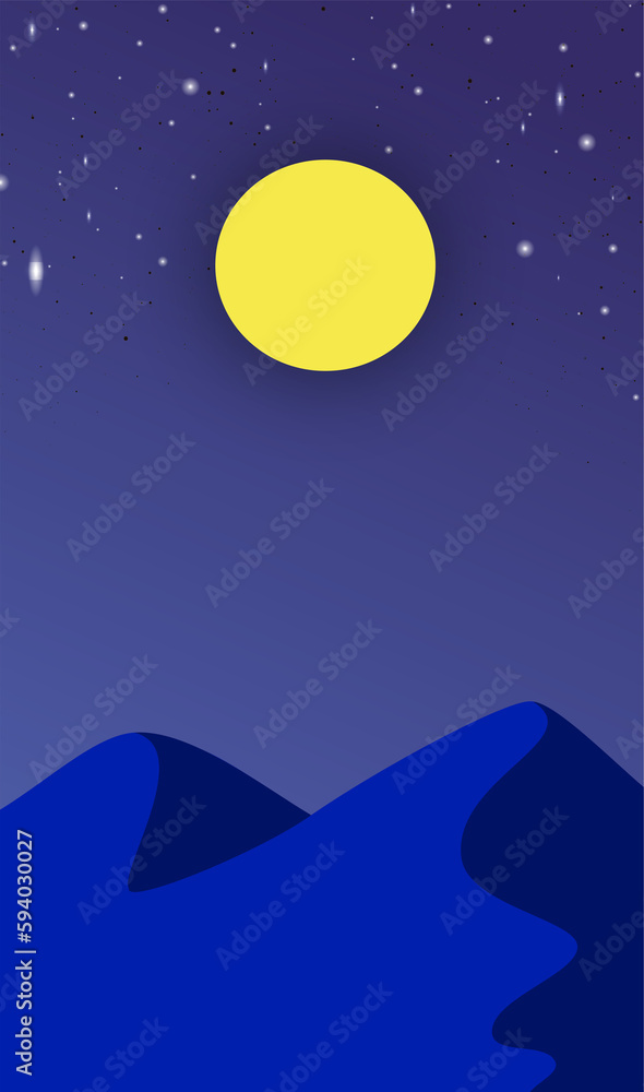 Fototapeta premium Sketch of Starry Night View at a Desert