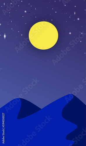 Sketch of Starry Night View at a Desert