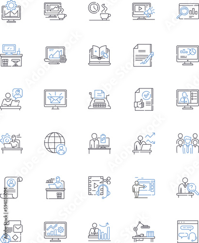 Efficiency and productivity line icons collection. Streamline, Automation, Optimization, Output, Precision, Time-management, Proactivity vector and linear illustration. Innovation,Systemization