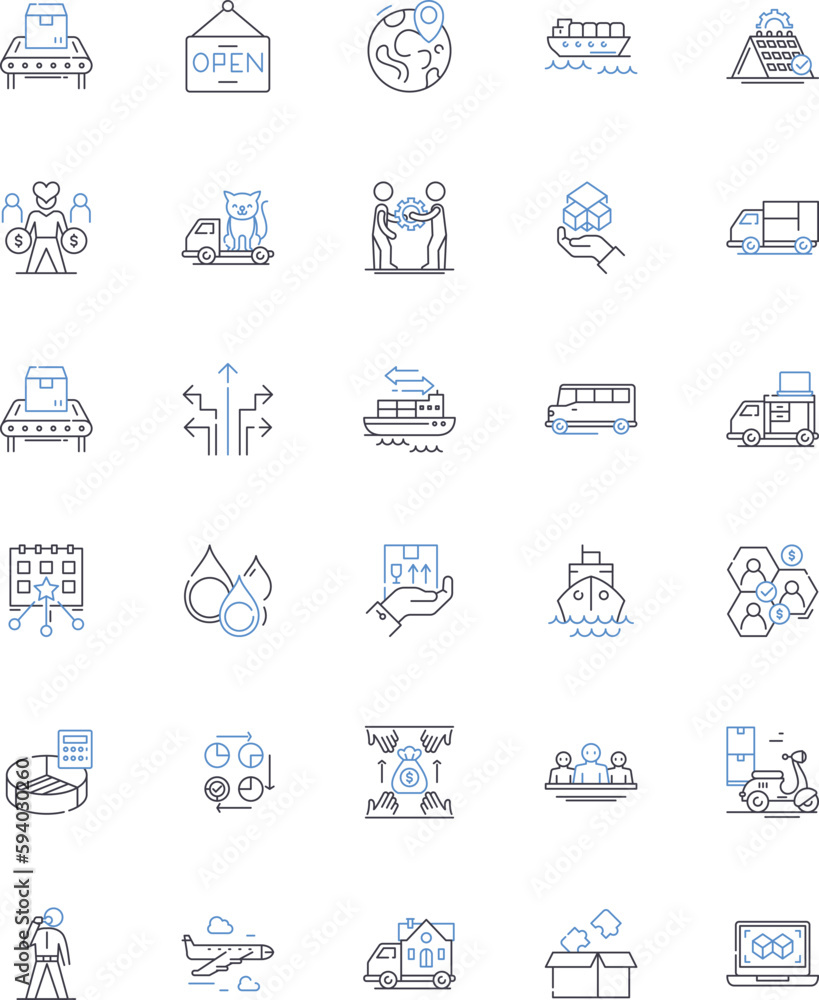 Business administration line icons collection. Leadership, Management, Entrepreneurship, Innovation, Strategy, Accounting, Marketing vector and linear illustration. Sales,Finance,Operations outline