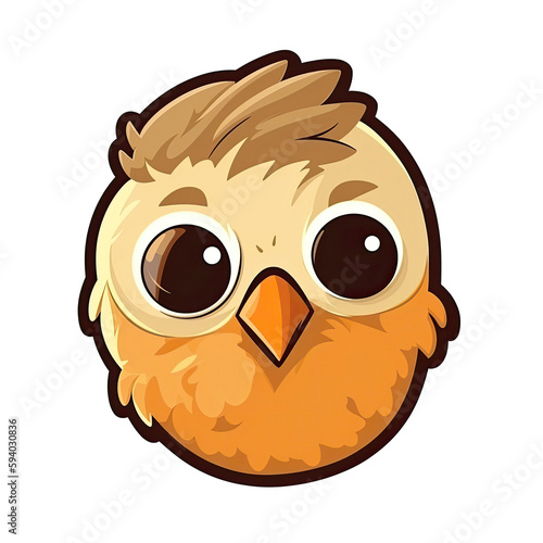 Baby Bird Face Sticker On Isolated Transparent Background, Png, Logo. Generative AI 