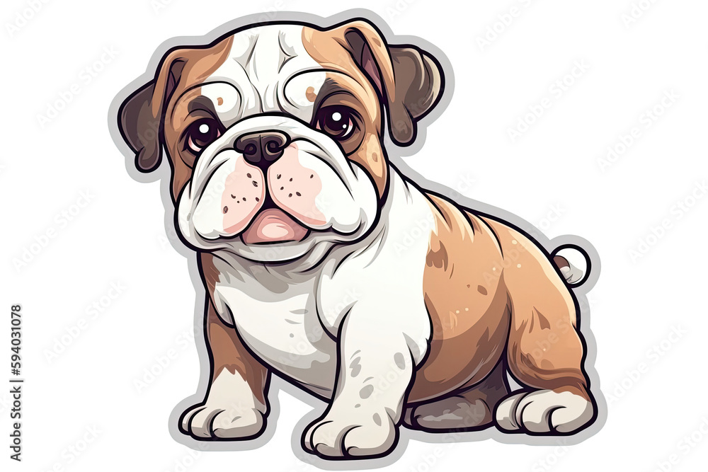 Baby Bulldog Dog Sticker On Isolated Transparent Background, Png, Logo. Generative AI 