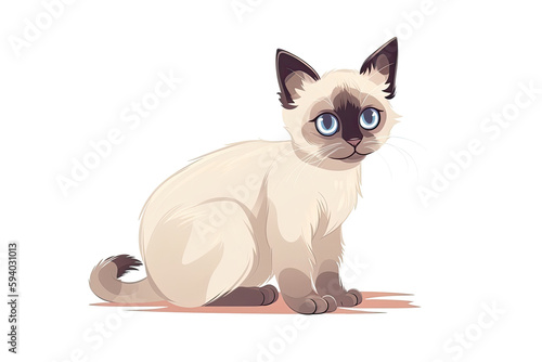 Baby Balinese Cat Sticker On Isolated Transparent Background, Png, Logo. Generative AI 