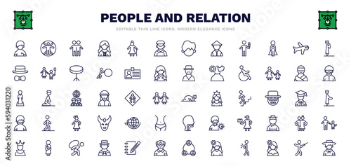 set of people and relation thin line icons. people and relation outline icons such as pacient, brothers, dutch, aviation, handicapped, sujud, ecosystem, burden, argentina vector.