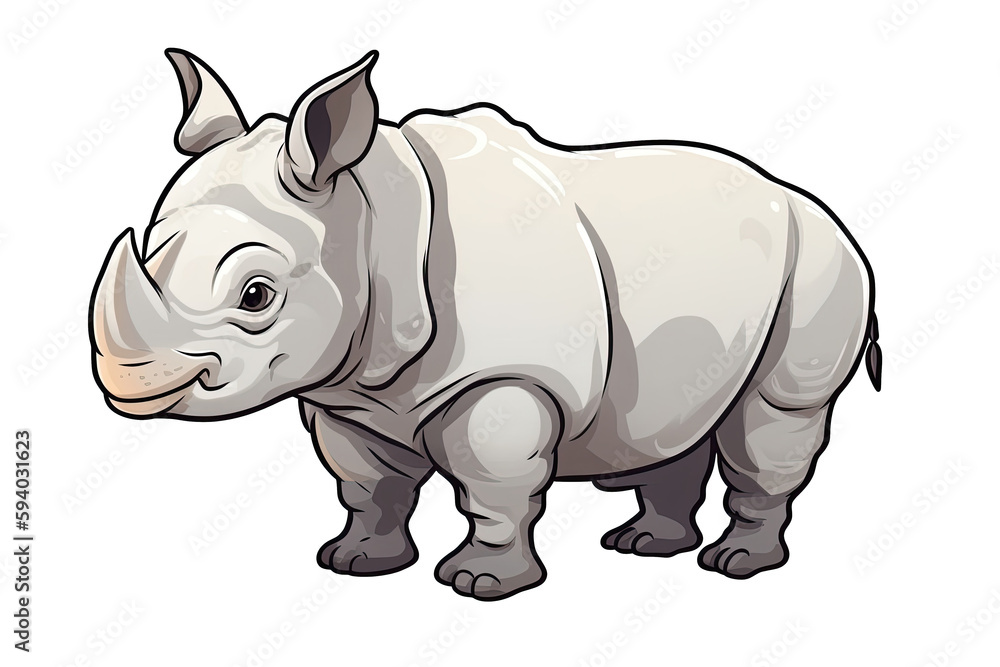 Baby Rhinoceros Sticker On Isolated Transparent Background, Png, Logo. Generative AI 