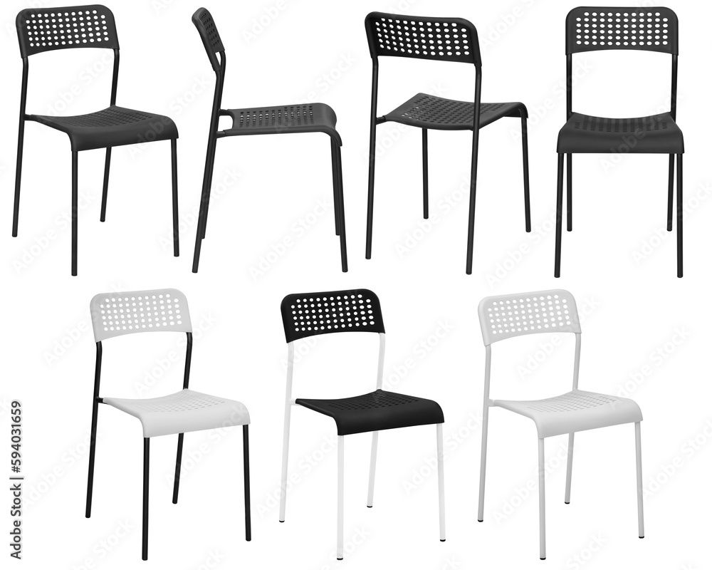 Designer modern chair for home or cafe. Isolated from the background. Interior element. From different angles Designer modern chair for home or cafe. Isolated from the background. Interior element. From different angles