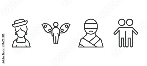 set of people and relation thin line icons. people and relation outline icons included chilean, grace, kidnapping, brothers vector.