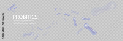 Probiotics Bacteria Vector illustration. Biology, Science background. Microscopic bacteria closeup.