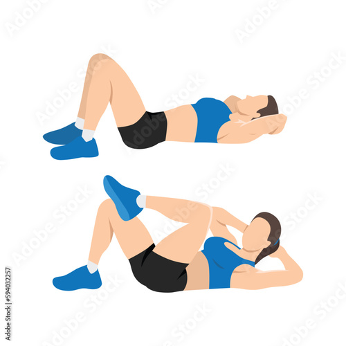 Woman doing modified crunches. Abdominals exercise.