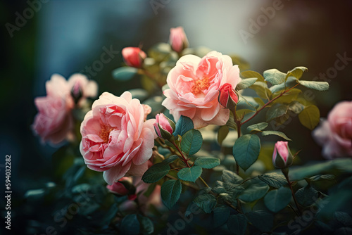 Natural floral spring background. spring floral wallpaper. Soft selective focus on rose blossoms