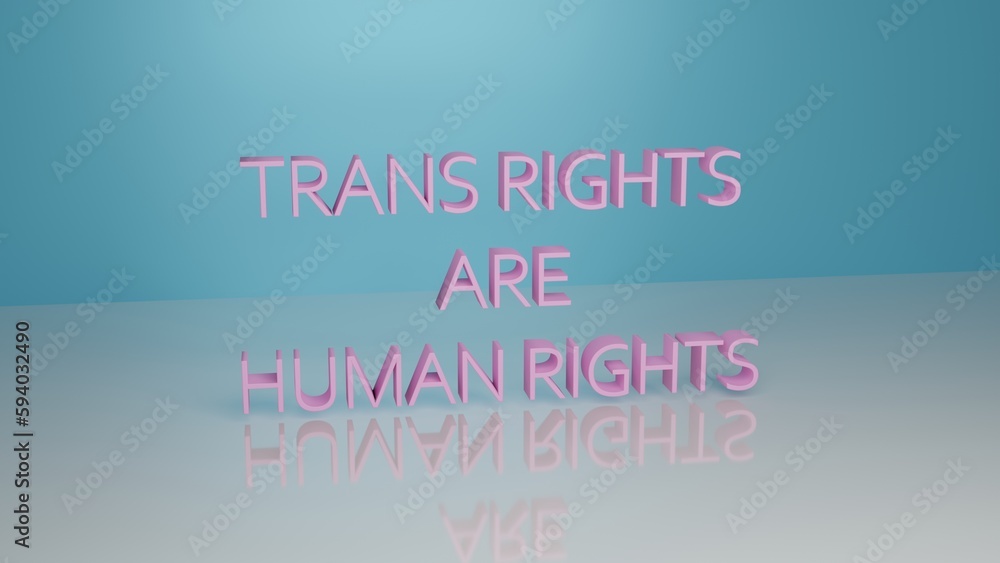 Trans rights are human rights typography 3d rendering 