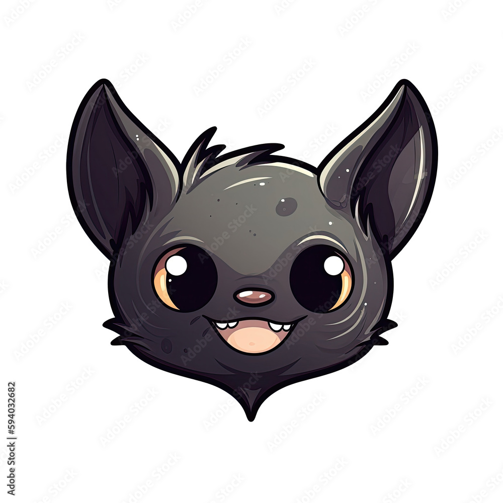 Bat Face Sticker On Isolated Transparent Background, Png, Logo. Generative AI 