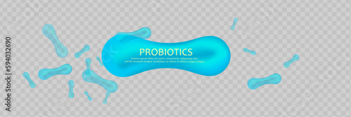 Probiotics Bacteria Vector illustration. Biology, Science background. Microscopic bacteria closeup.