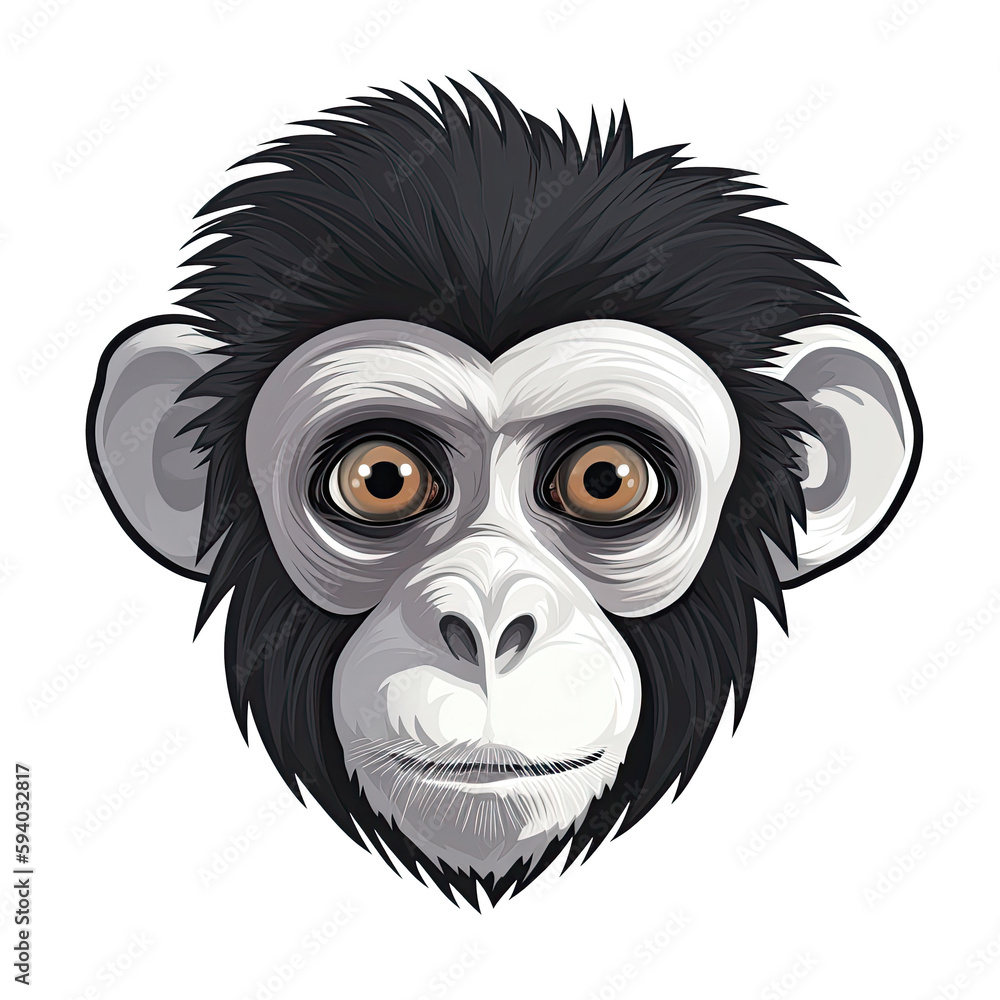 Colobus Monkey Face Sticker On Isolated Transparent Background, Png, Logo. Generative AI 