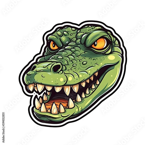 Crocodile Face Sticker On Isolated Transparent Background, Png, Logo. Generative AI  © Ян Заболотний