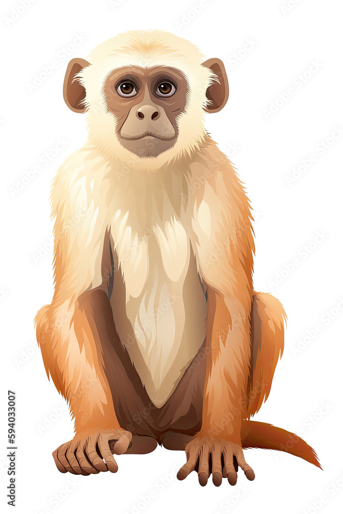 Capuchin Monkey Sticker On Isolated Transparent Background, Png, Logo. Generative AI 