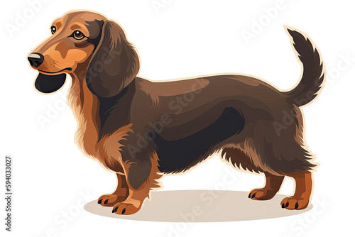 Dachshund Dog Sticker On Isolated Transparent Background, Png, Logo. Generative AI 