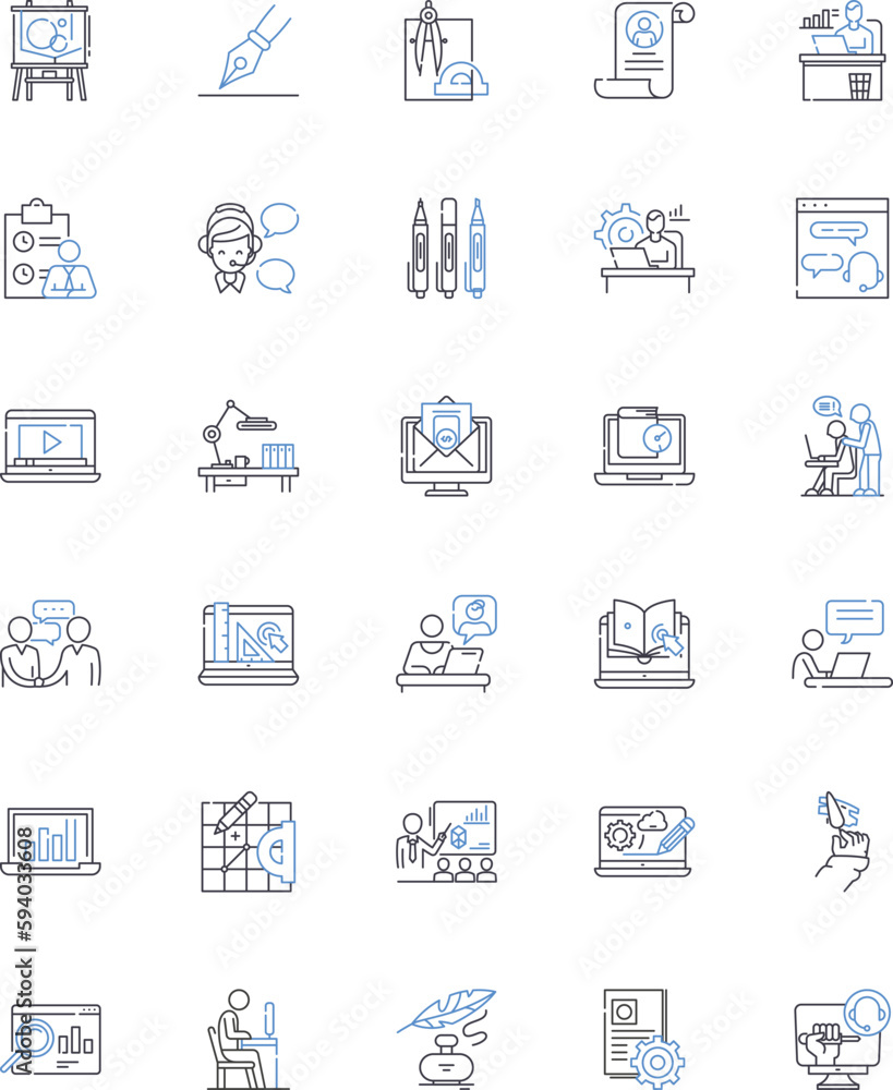 Seminar line icons collection. Learning, Development, Education, Training, Workshop, Convention, Conference vector and linear illustration. Discussion,Keynote,Speaker outline signs set