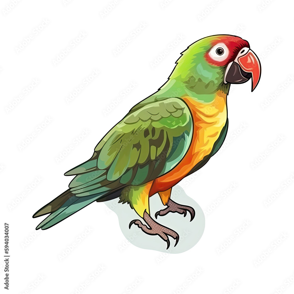 Parrot Bird Sticker On Isolated Transparent Background, Png, Logo. Generative AI 