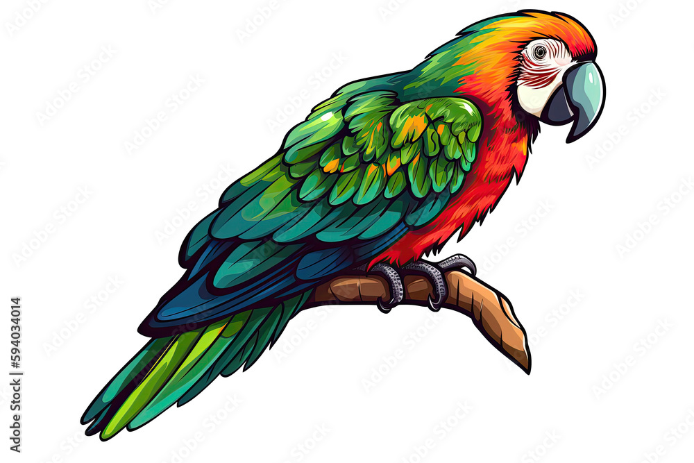 Parrot Sticker On Isolated Transparent Background, Png, Logo. Generative AI 