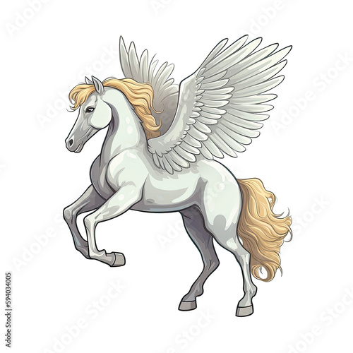 Pegasus Sticker On Isolated Transparent Background  Png  Logo. Generative AI 