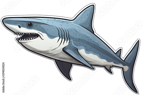 Shark Sticker On Isolated Transparent Background  Png  Logo. Generative AI 