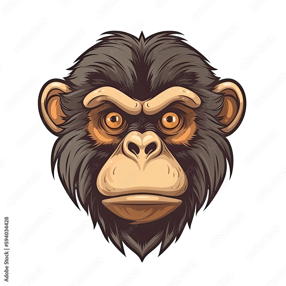 Monkey Face Sticker On Isolated Transparent Background, Png, Logo. Generative AI
