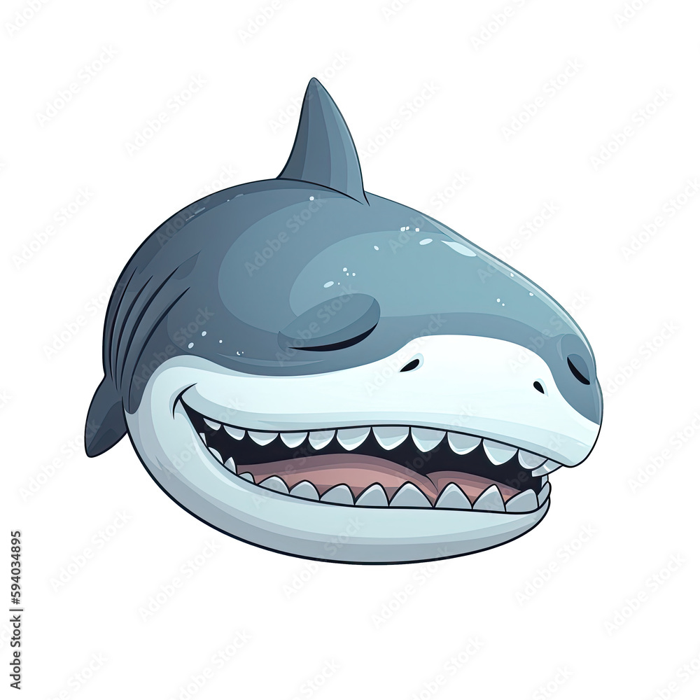 Eyes Closed Shark Face Sticker On Isolated Transparent Background, Png ...