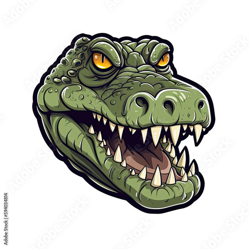 Angry Crocodile Face Sticker On Isolated Transparent Background, Png, Logo. Generative AI © Ян Заболотний