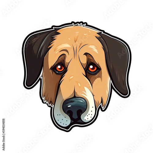 Crying Dog Face Sticker On Isolated Transparent Background, Png, Logo. Generative AI photo