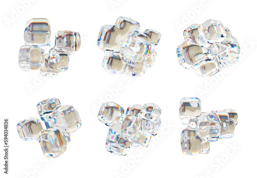 Fototapeta Naklejka Na Ścianę i Meble -  A set of 3d glass cube shapes
