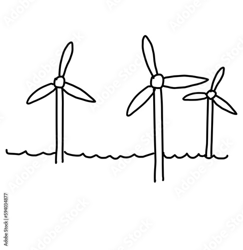 Offshore windpark mit vielen Windrädern für Stromerzeugung