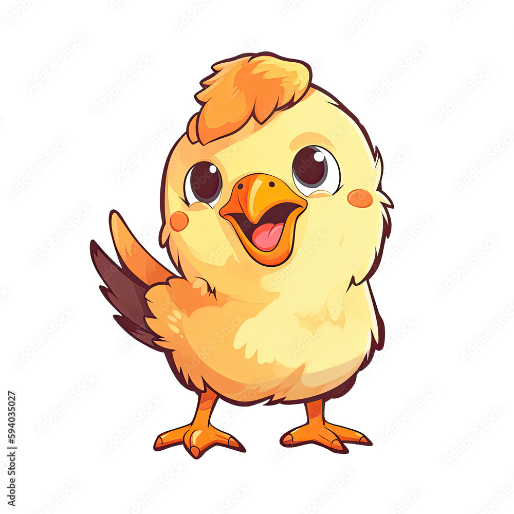 Happy Chicken Sticker On Isolated Transparent Background, Png, Logo. Generative AI