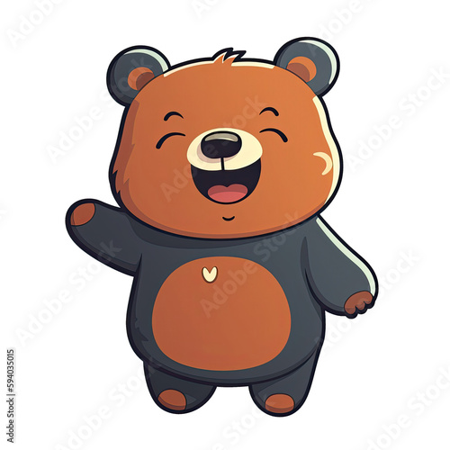Happy Bear Face Sticker On Isolated Transparent Background  Png  Logo. Generative AI