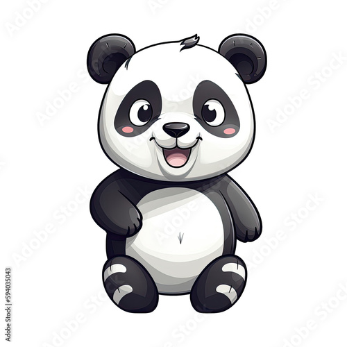 Happy Panda Sticker On Isolated Transparent Background  Png  Logo. Generative AI