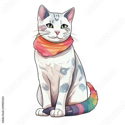 Proud Cat Face Sticker On Isolated Transparent Background  Png  Logo. Generative AI