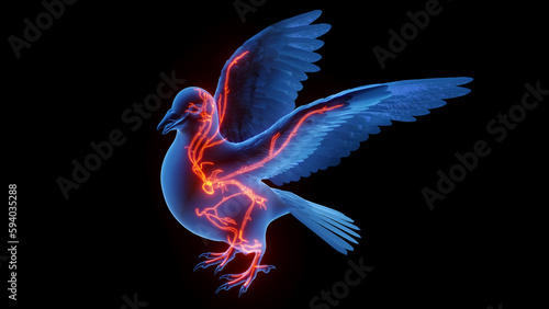 3d illustration of a pigeon's cardiovascular system