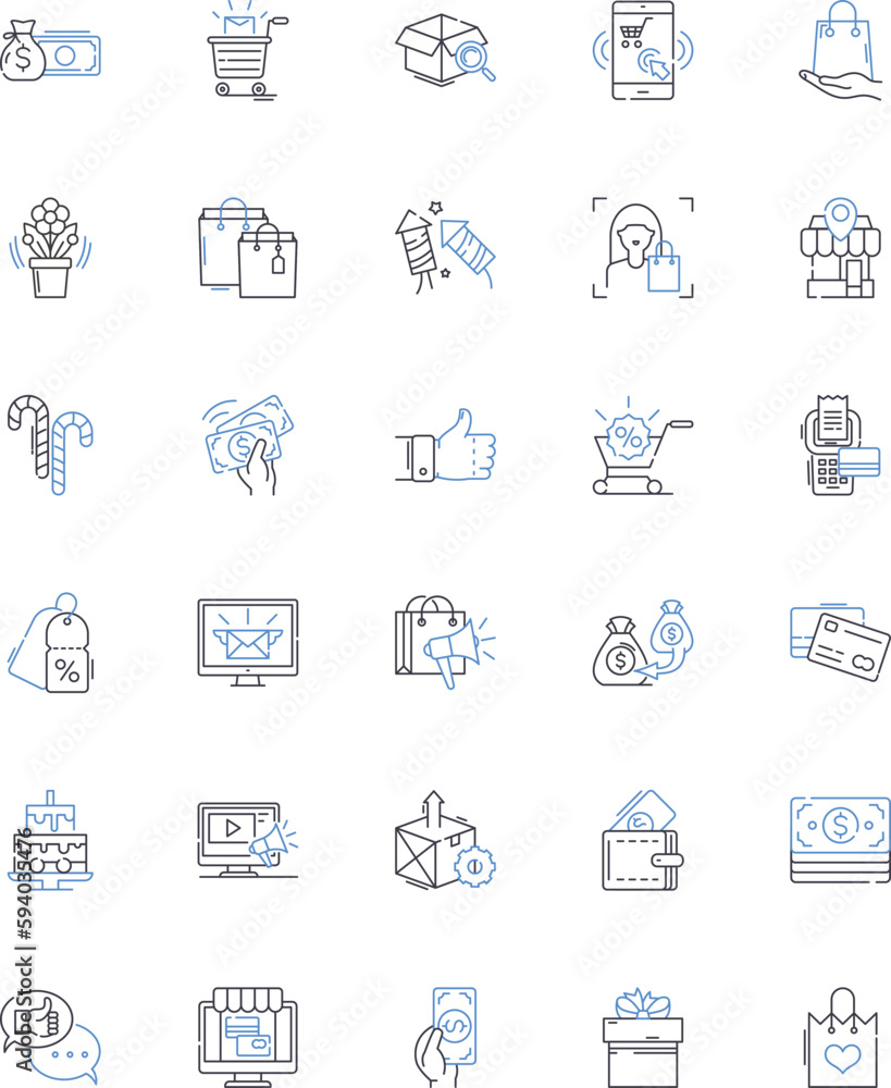Fototapeta premium Buyer line icons collection. Customer, Shopper, Prospect, Purchaser, Consumer, Patron, Client vector and linear illustration. Investor,Bargain-hunter,Buyer persona outline signs set