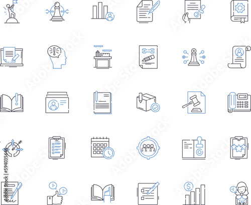 Financial accounting line icons collection. Balance, Audit, Transaction, Asset, Liability, Revenue, Expense vector and linear illustration. Profit,Loss,Depreciation outline signs set