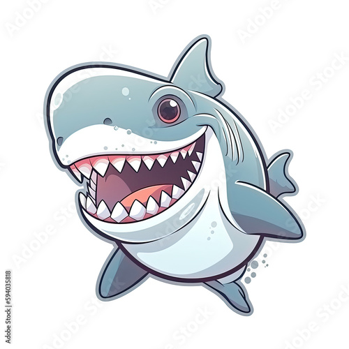 Smile Shark Sticker On Isolated Transparent Background  Png  Logo. Generative AI