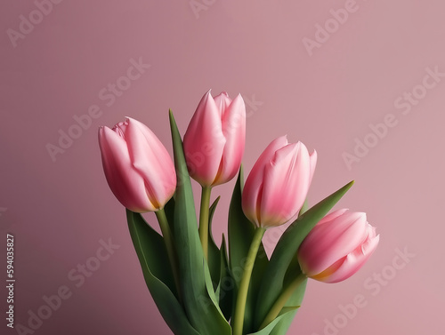Pink tulips spring flower background Symbols of love for Happy Women's