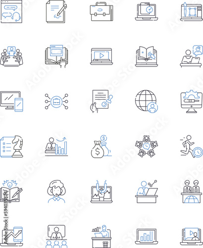 Team brainstorm line icons collection. Collaborate, Synergy, Innovate, Ideate, Strategize, Brainstorm, Inspire vector and linear illustration. Conceptualize,Generate,Co-create outline signs set