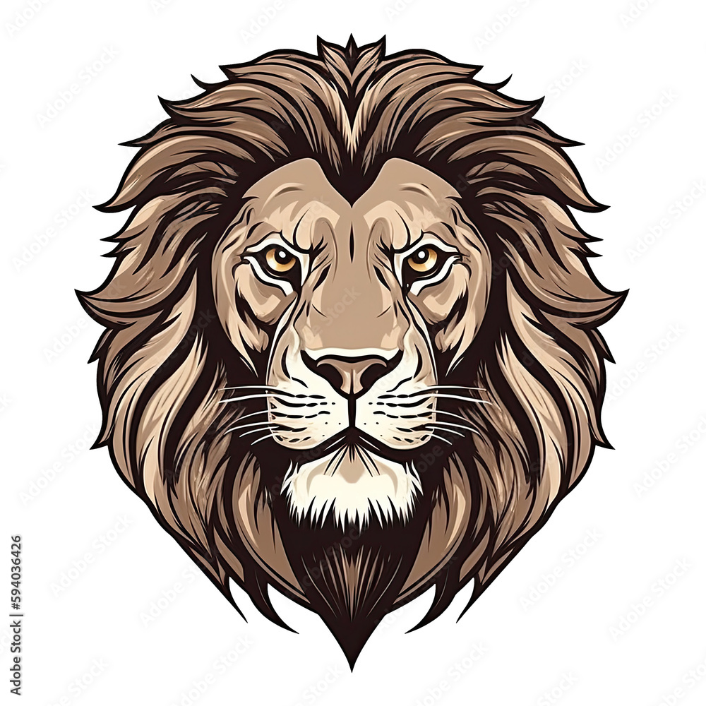 Proud Lion Face Sticker On Isolated Tansparent Background, Png, Logo. Generative AI
