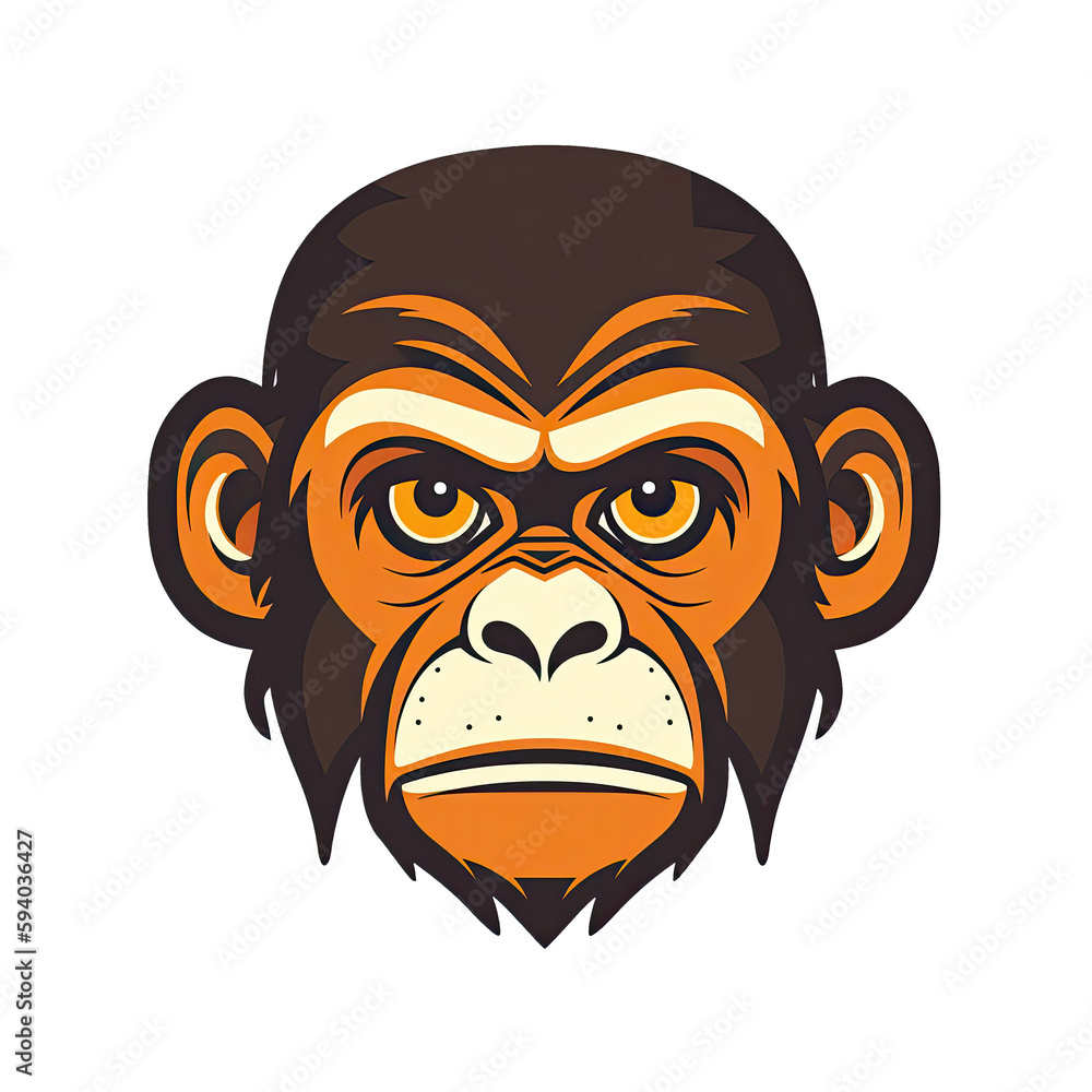 Proud Monkey Face Sticker On Isolated Tansparent Background, Png, Logo. Generative AI
