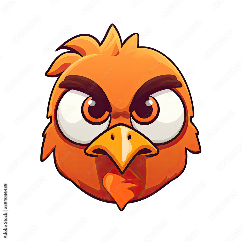 Puzzled Chicken Face Sticker On Isolated Tansparent Background, Png, Logo. Generative AI