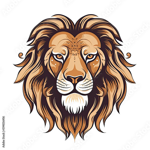 Proud Lion Face Sticker On Isolated Tansparent Background  Png  Logo. Generative AI