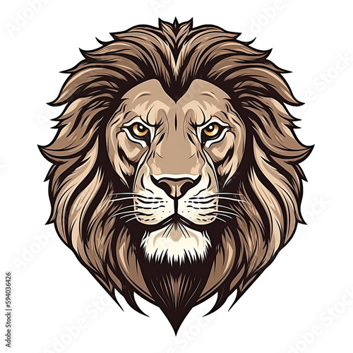 Proud Lion Face Sticker On Isolated Tansparent Background  Png  Logo. Generative AI